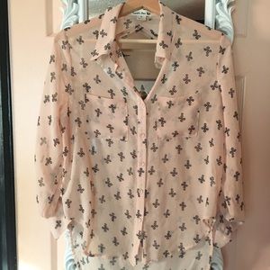 🧡Cross detailed long sleeve blouse!